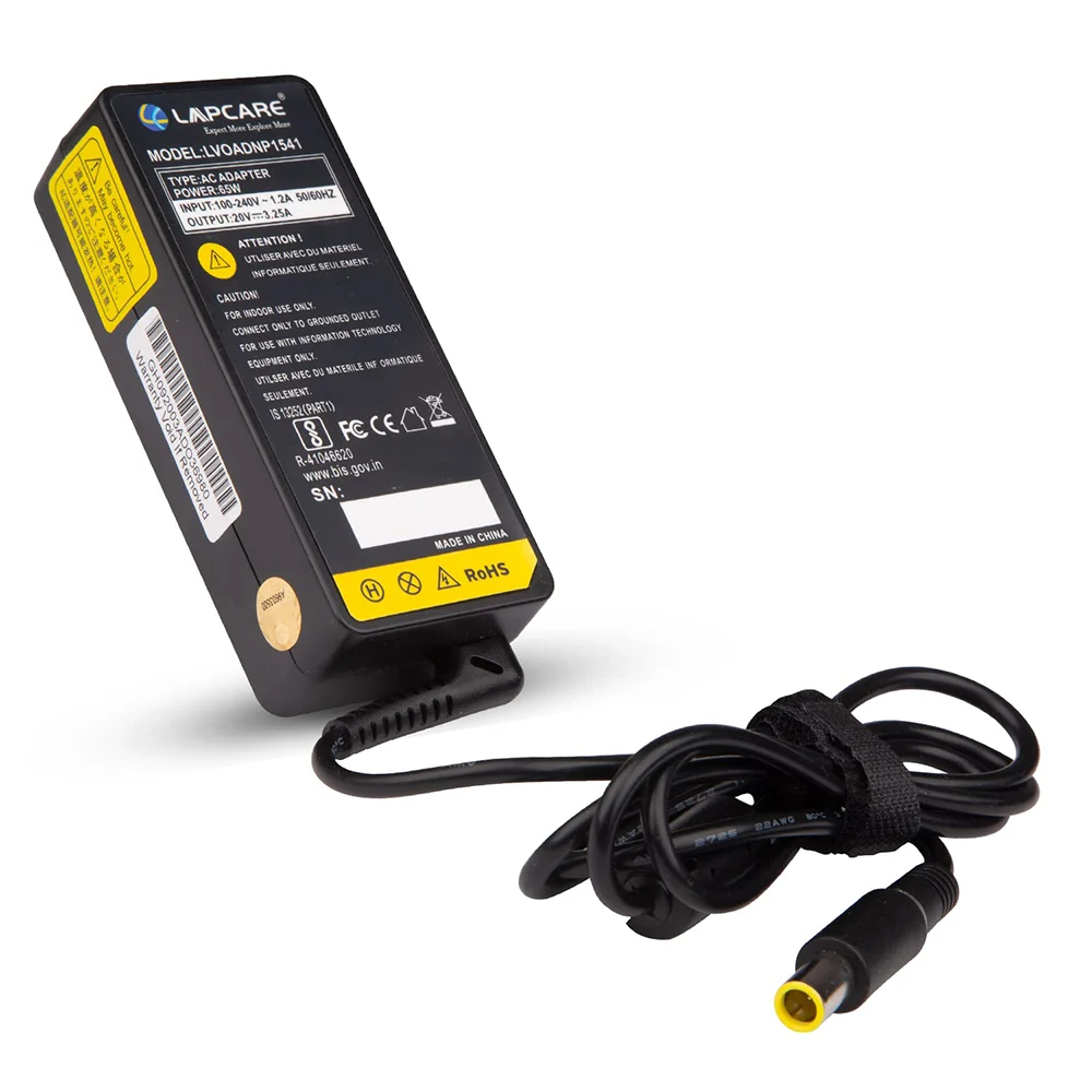 Lapcare Laptop Adapter Compatible For Lenovo 65w | 20v/3.25a | 7.9mm x 5.5mm Big Pin view 2
